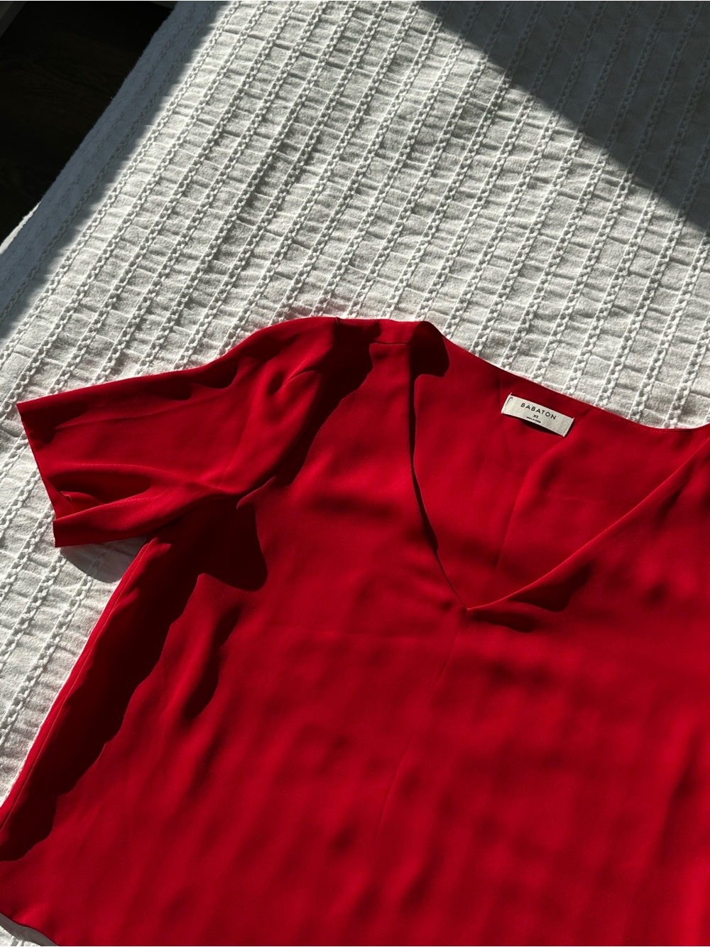 Aritzia: Red V-Neck Blouse
